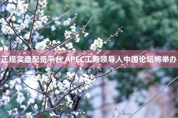 正规实盘配资平台 APEC工商领导人中国论坛将举办