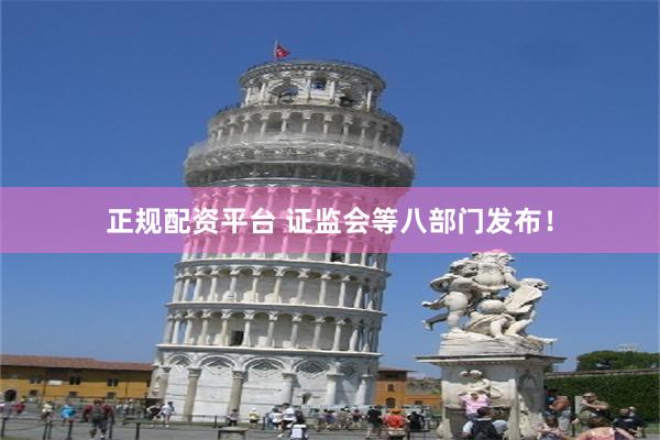 正规配资平台 证监会等八部门发布！