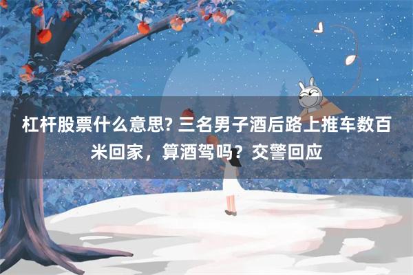 杠杆股票什么意思? 三名男子酒后路上推车数百米回家,算酒驾吗?交警回应