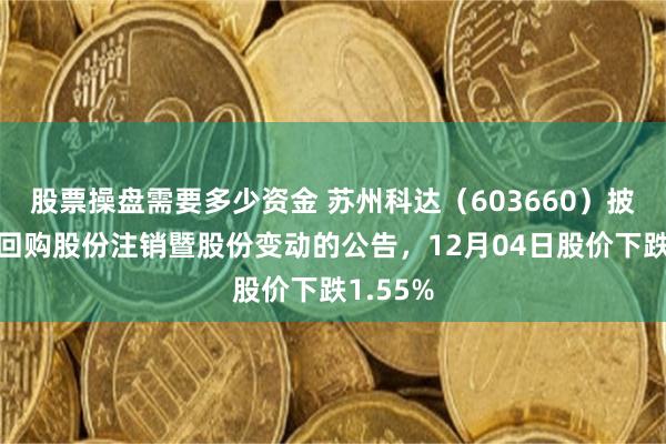 股票操盘需要多少资金 苏州科达（603660）披露实施回购股份注销暨股份变动的公告，12月04日股价下跌1.55%