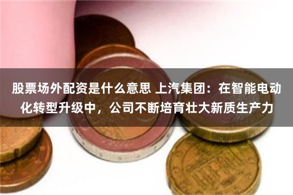 股票场外配资是什么意思 上汽集团：在智能电动化转型升级中，公司不断培育壮大新质生产力