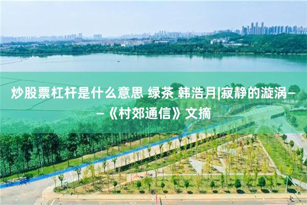 炒股票杠杆是什么意思 绿茶 韩浩月|寂静的漩涡——《村郊通信》文摘