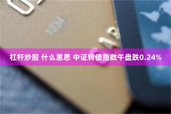 杠杆炒股 什么意思 中证转债指数午盘跌0.24%