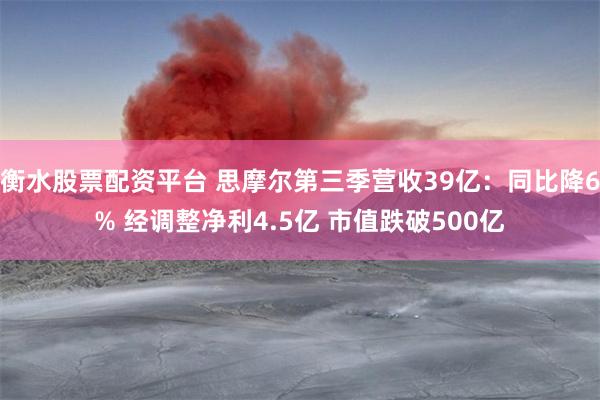 衡水股票配资平台 思摩尔第三季营收39亿：同比降6% 经调整净利4.5亿 市值跌破500亿